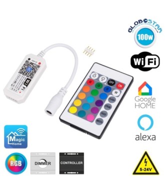 GloboStar® 73435 Ασύρματος Smart Home Wi-Fi LED RGB Controller με Χειριστήριο RF 2.4Ghz DC 5-24V Max 100W
